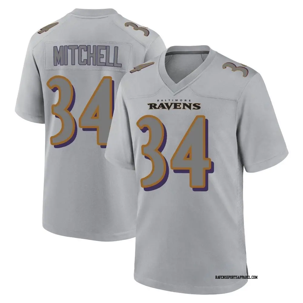 Game Gray Men's Keaton Mitchell Baltimore Ravens Atmosphere Fashion Jersey