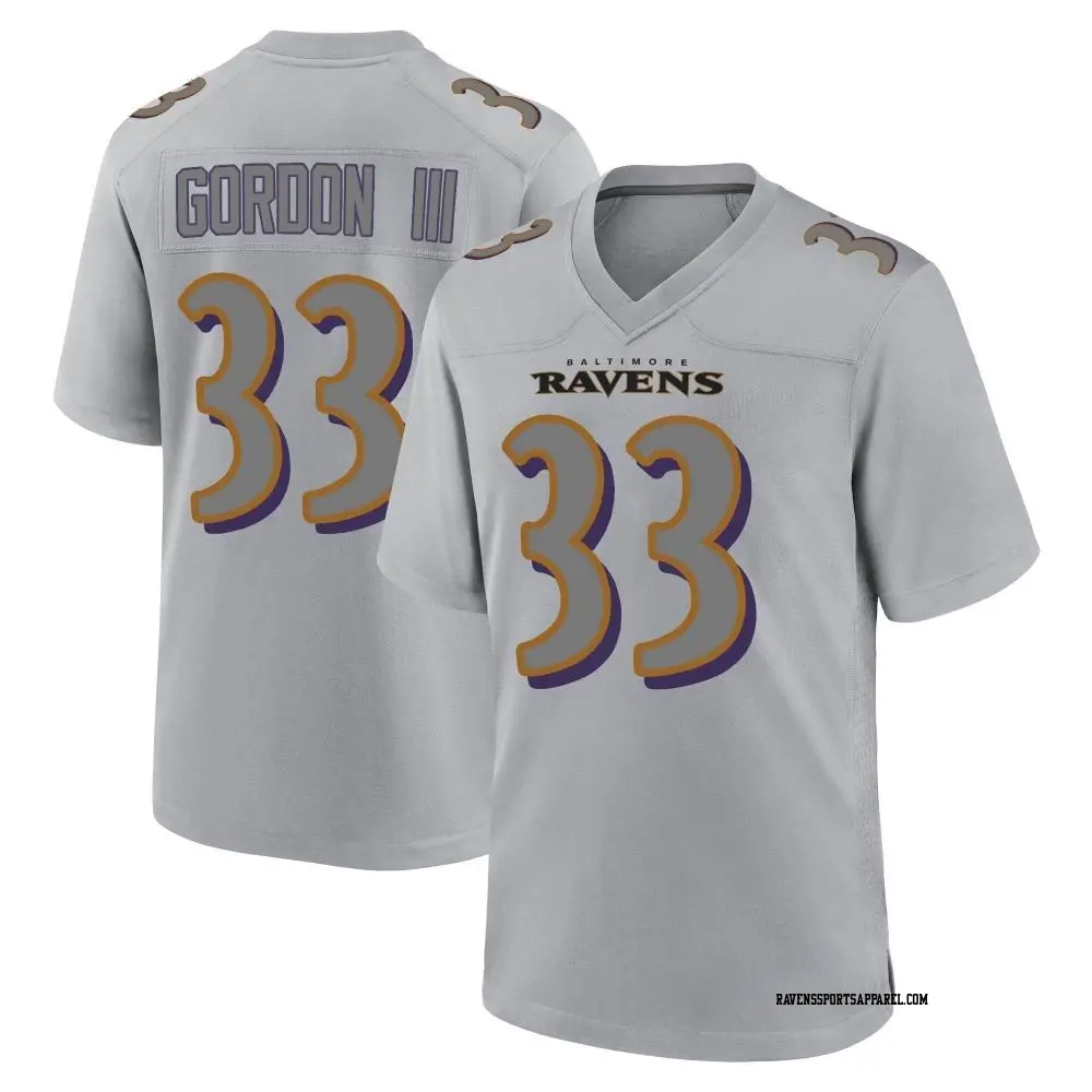 Game Gray Men's Melvin Gordon III Baltimore Ravens Atmosphere Fashion Jersey