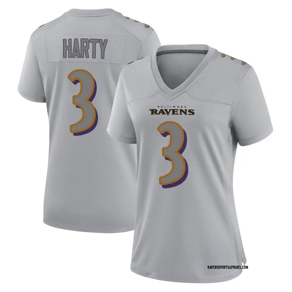 Game Gray Women's Deonte Harty Baltimore Ravens Atmosphere Fashion Jersey