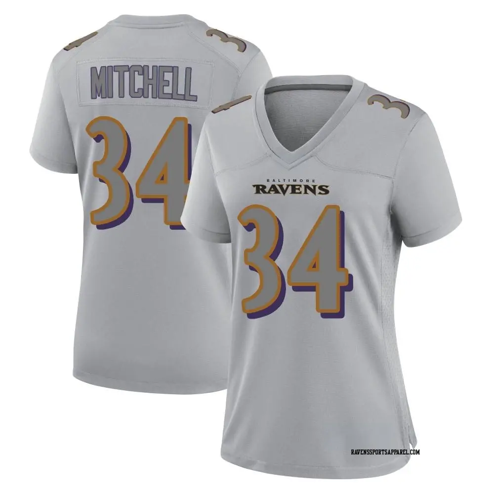 Game Gray Women's Keaton Mitchell Baltimore Ravens Atmosphere Fashion Jersey