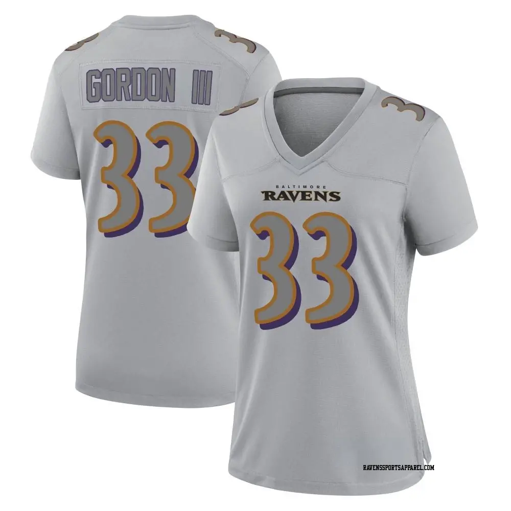 Game Gray Women's Melvin Gordon III Baltimore Ravens Atmosphere Fashion Jersey