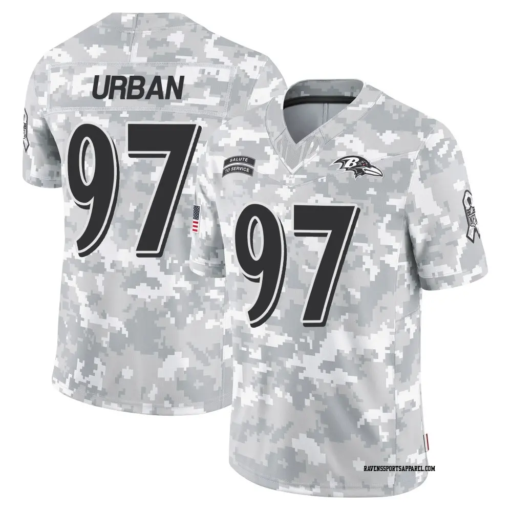 Limited Arctic Camo Men's Brent Urban Baltimore Ravens 2024 Salute to Service Jersey