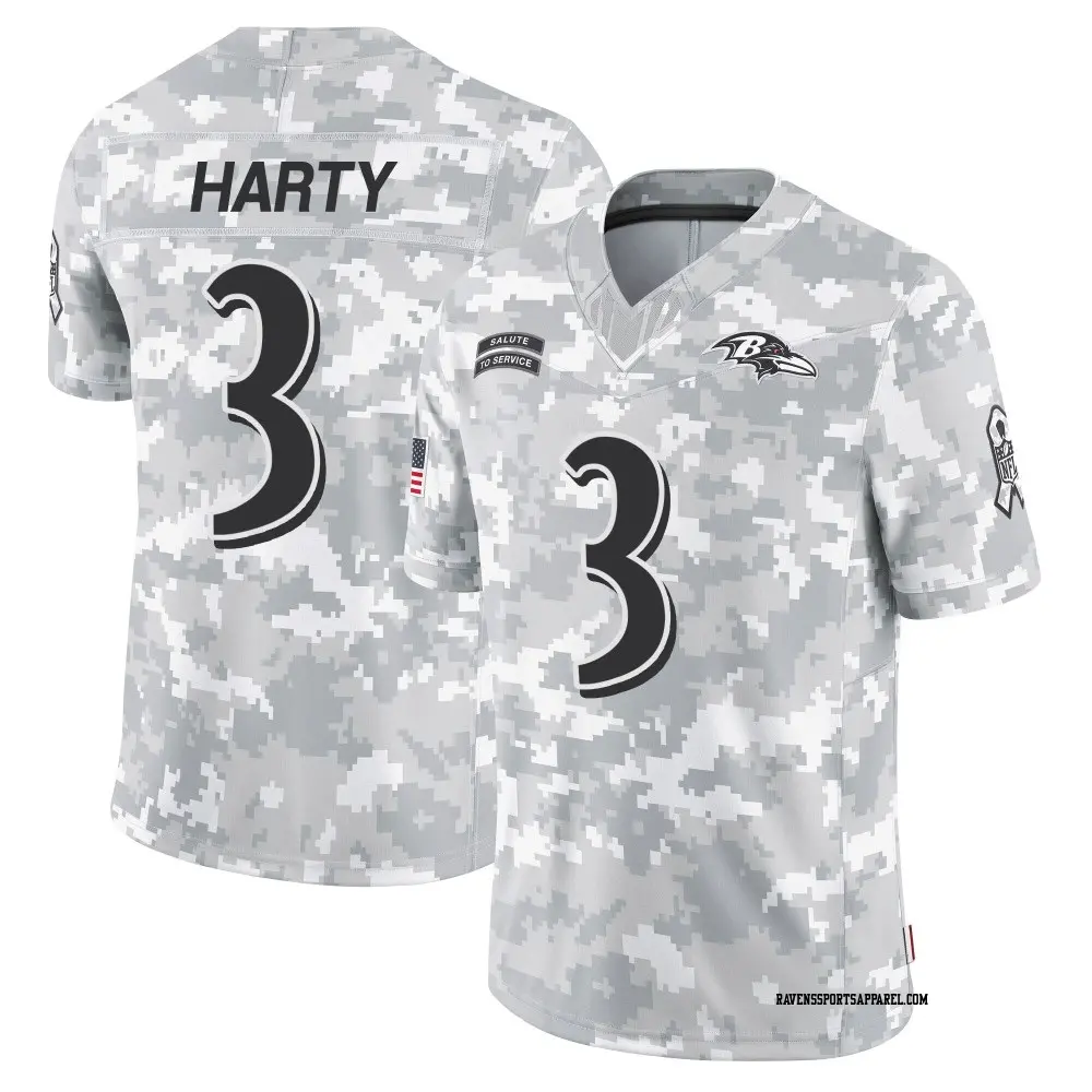 Limited Arctic Camo Men's Deonte Harty Baltimore Ravens 2024 Salute to Service Jersey