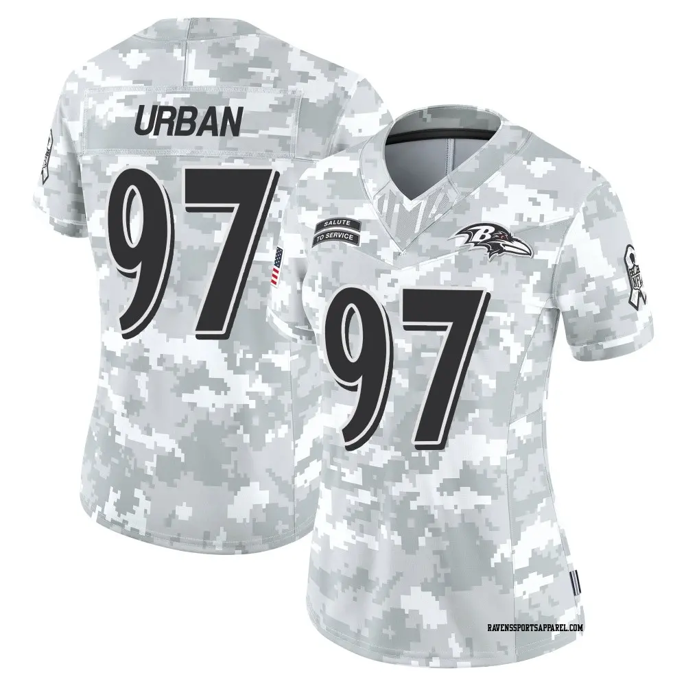 Limited Arctic Camo Women's Brent Urban Baltimore Ravens 2024 Salute to Service Jersey