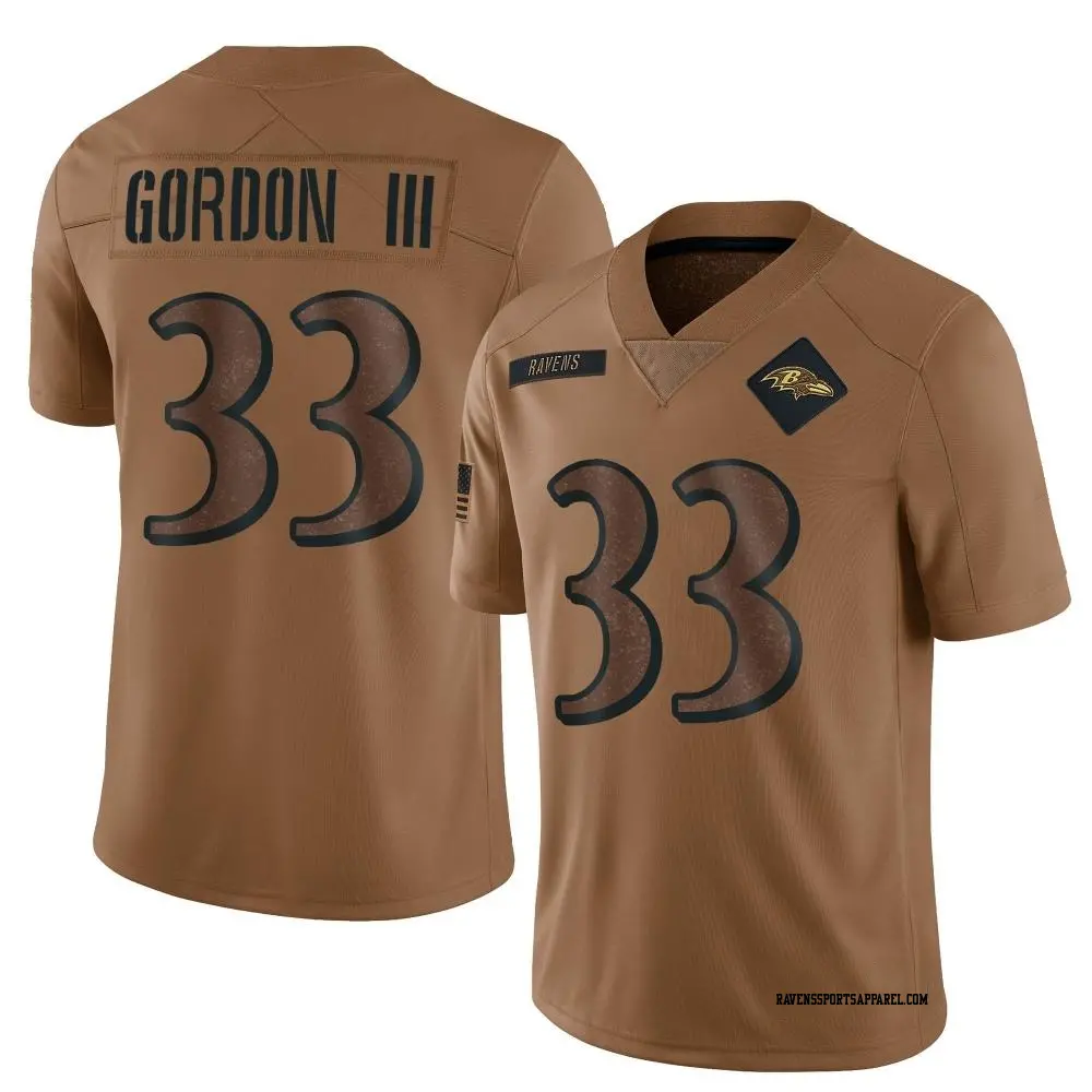 Limited Brown Youth Melvin Gordon III Baltimore Ravens 2023 Salute To Service Jersey